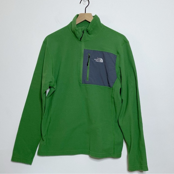 North Face Green Half Zip Pullover Fleece Sweater Medium - Picture 1 of 8